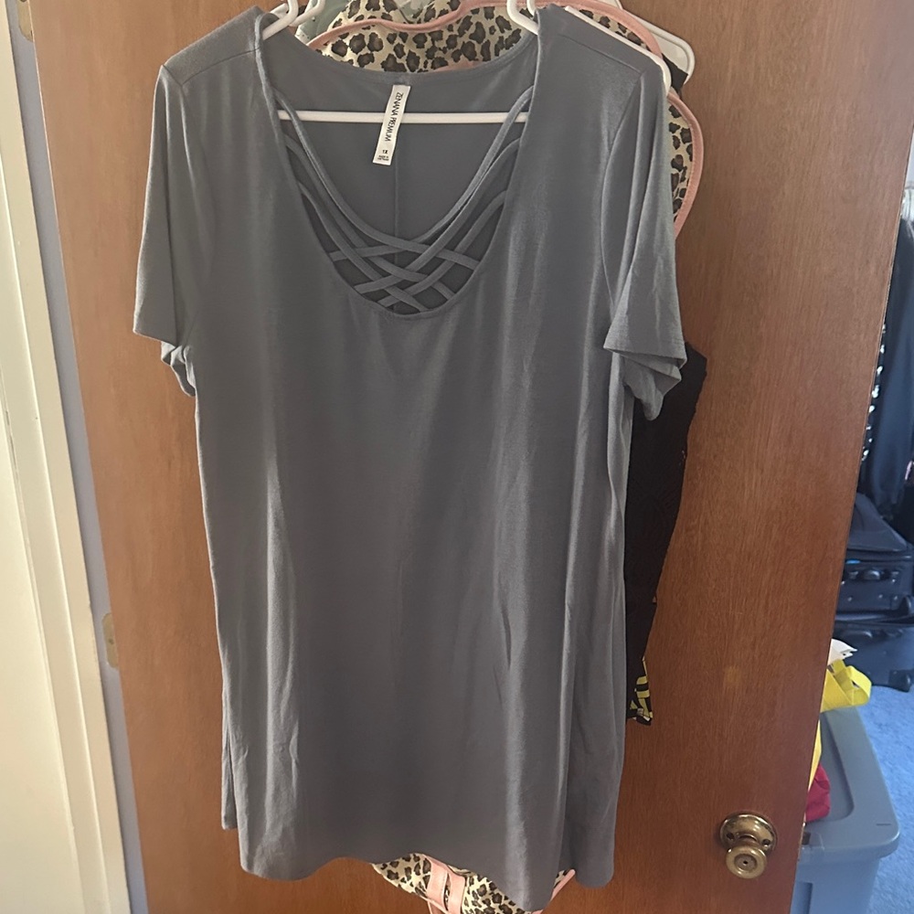 Zenana Premium Charcoal Short Sleeve Top
